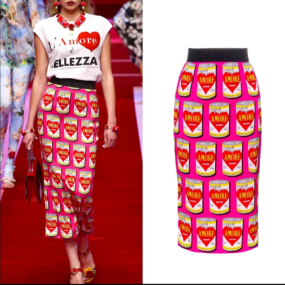 NWT! Dolce & Gabbana Amore Pencil Midi Skirt